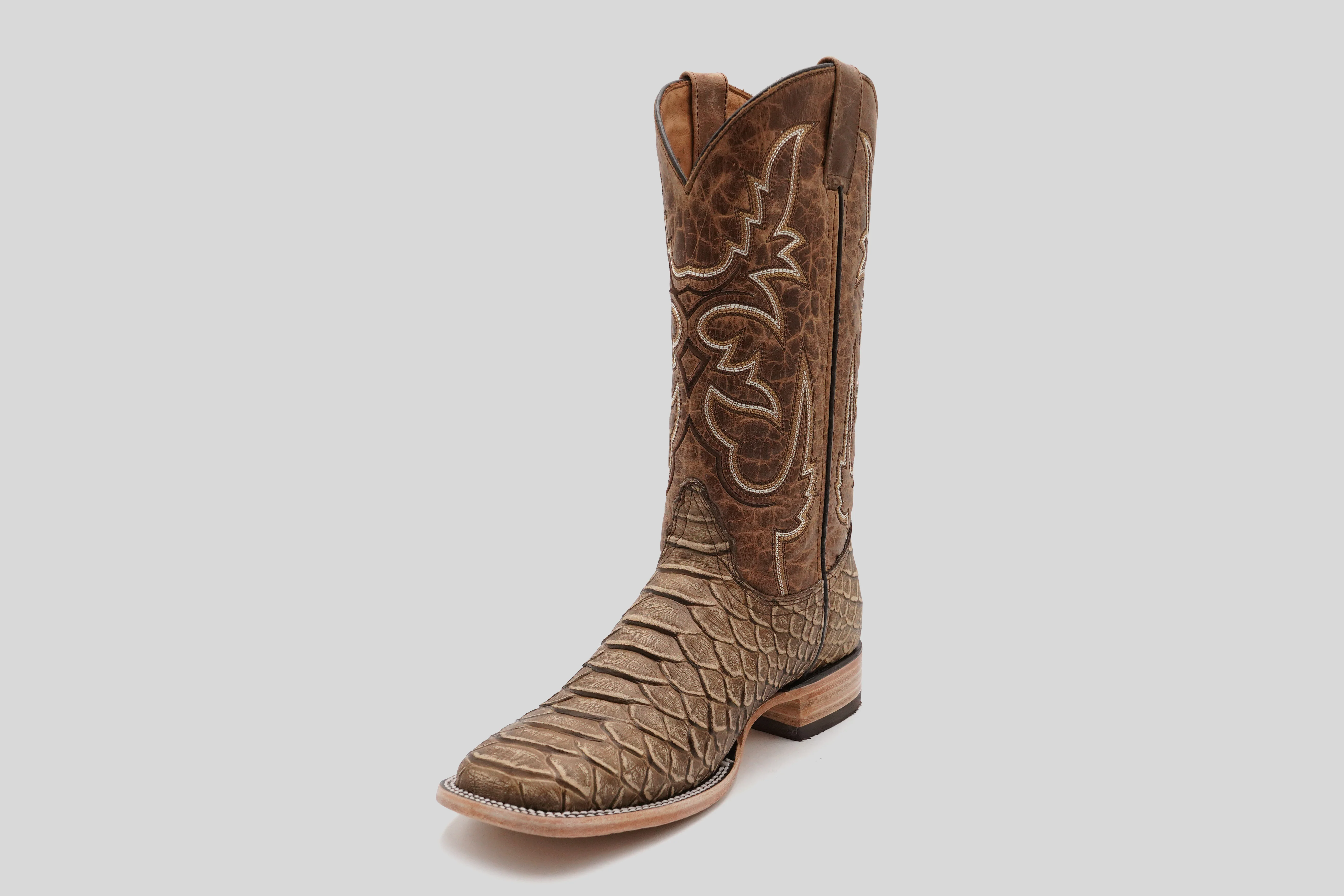 Jumbo Python Cappuccino - Embossed Leather - Square Toe (E682-26) - Image 3