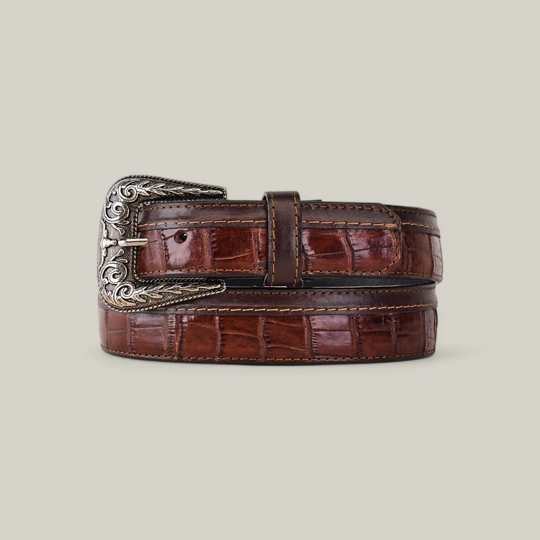 Exotic Full Quilt Alligator - Platinum Buckle - Brown Belt