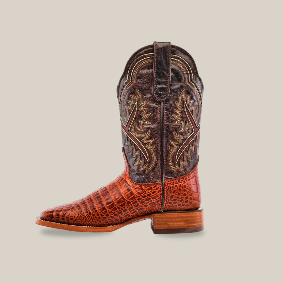 Caiman Belly Cognac - Embossed Leather - Square Toe (E426) - Image 3