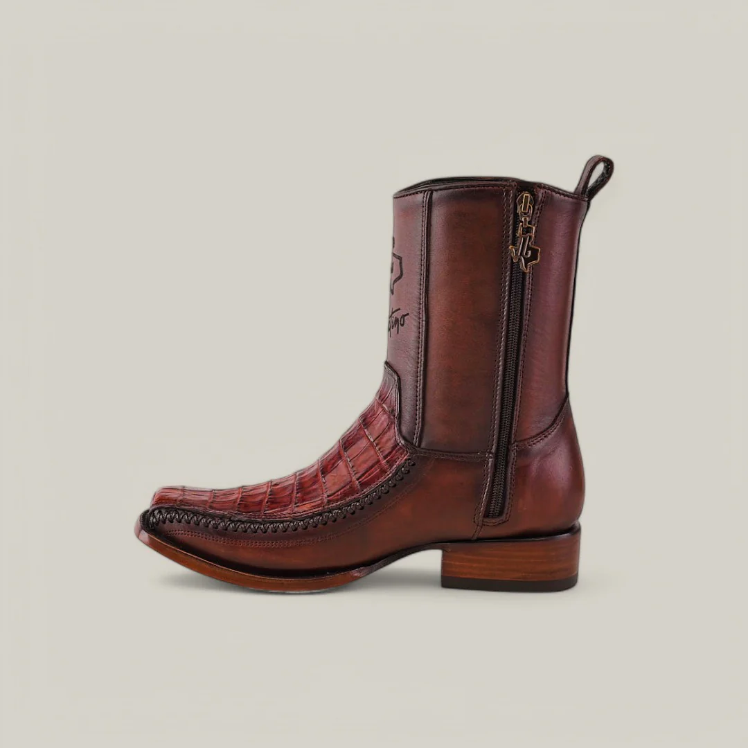 Exotic Caiman - Brandy - Narrow Square Toe - Image 3