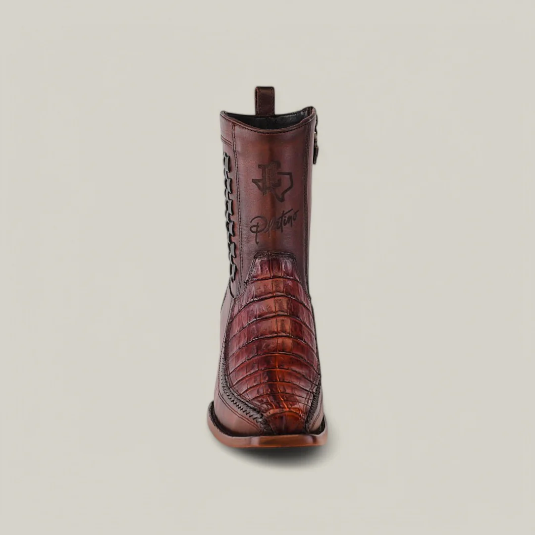 Exotic Caiman - Brandy - Narrow Square Toe - Image 4