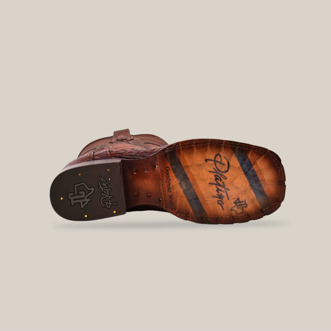 Exotic Caiman Belly Tail - Diamond - Brandy - Double Sole Square Toe - Image 6
