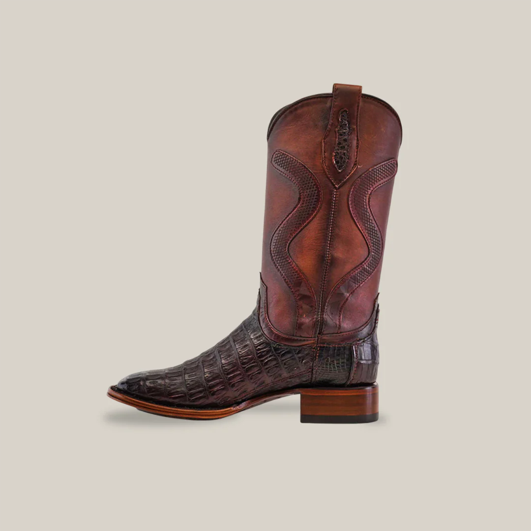 Exotic Caiman Belly Tail - Diamond - Tabaco - Square Toe - Image 3