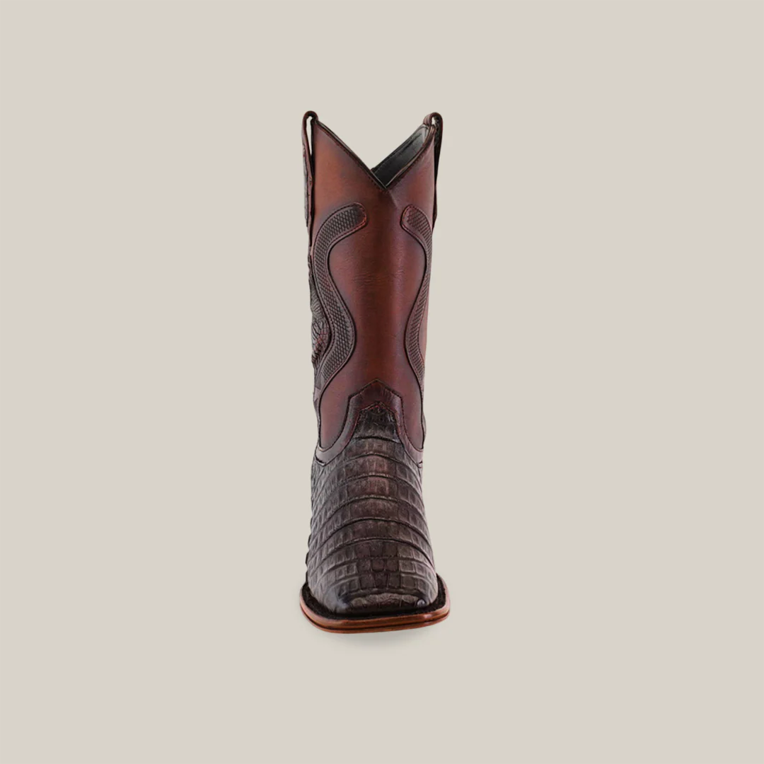 Exotic Caiman Belly Tail - Diamond - Tabaco - Square Toe - Image 4