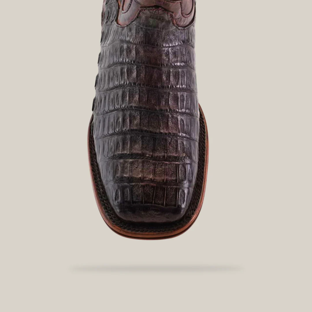 Exotic Caiman Belly Tail - Diamond - Tabaco - Square Toe - Image 5