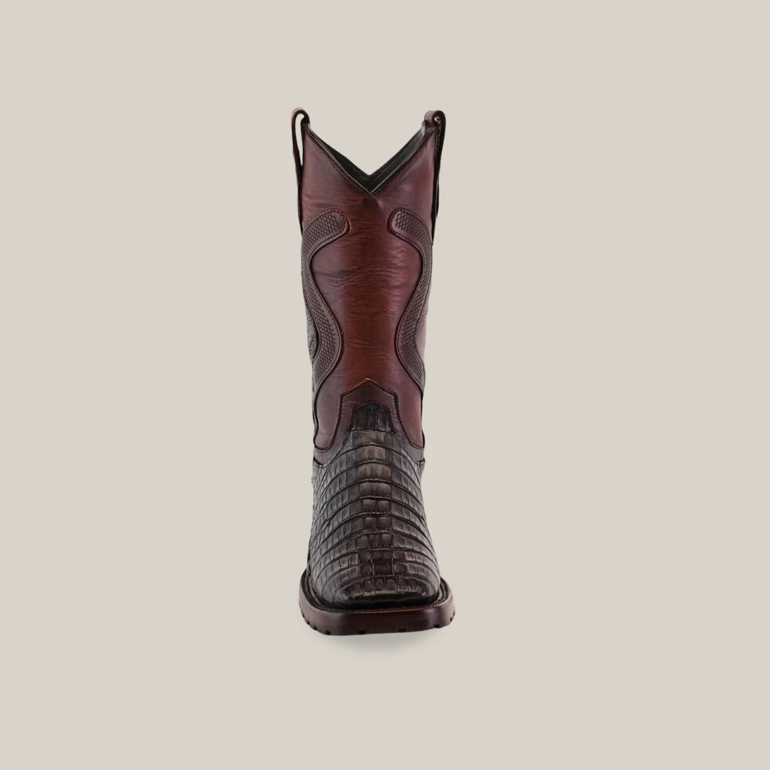 Exotic Caiman Belly Tail - Diamond - Tabaco - Double Sole Square Toe - Image 4