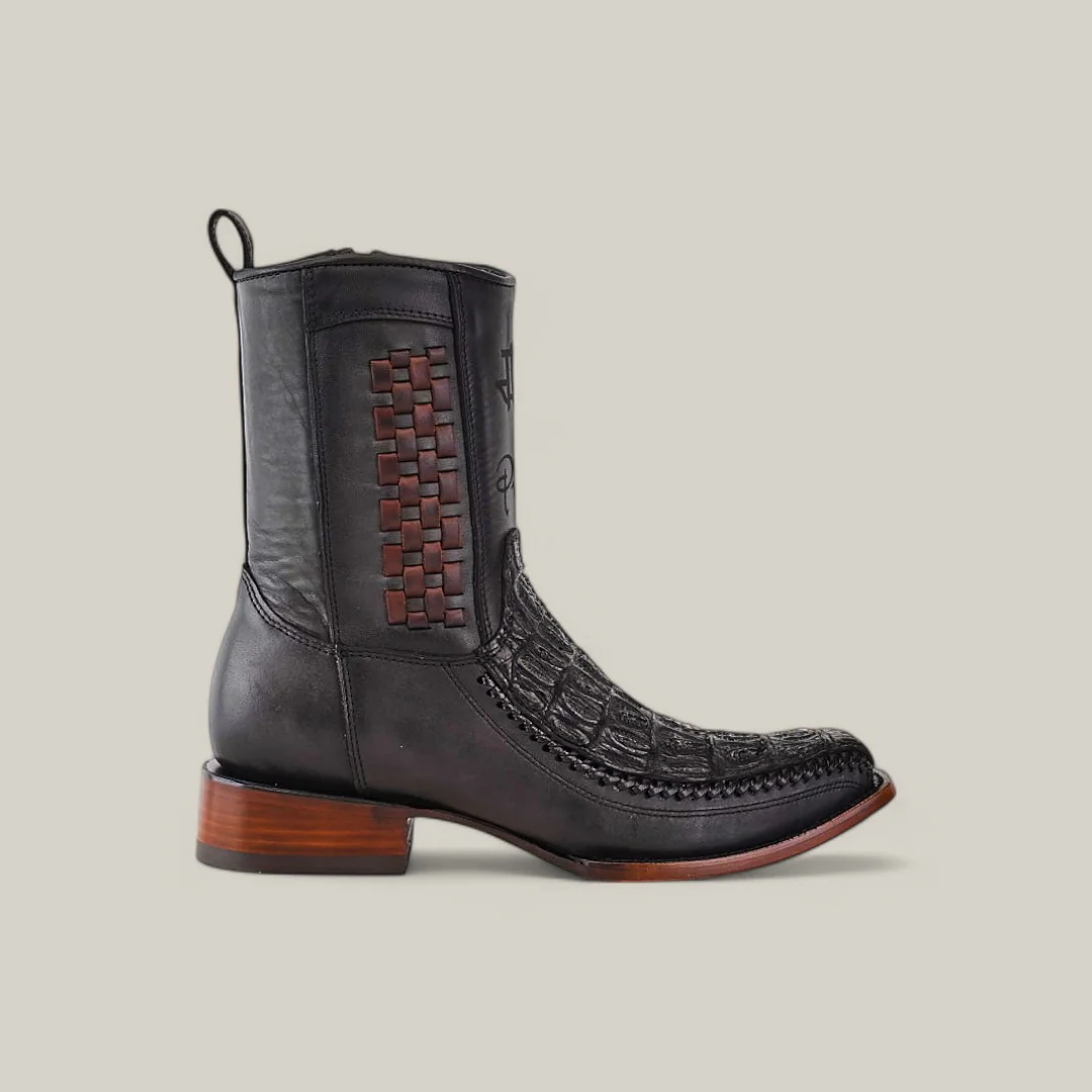 Exotic Caiman - Black - Narrow Square Toe - Image 2