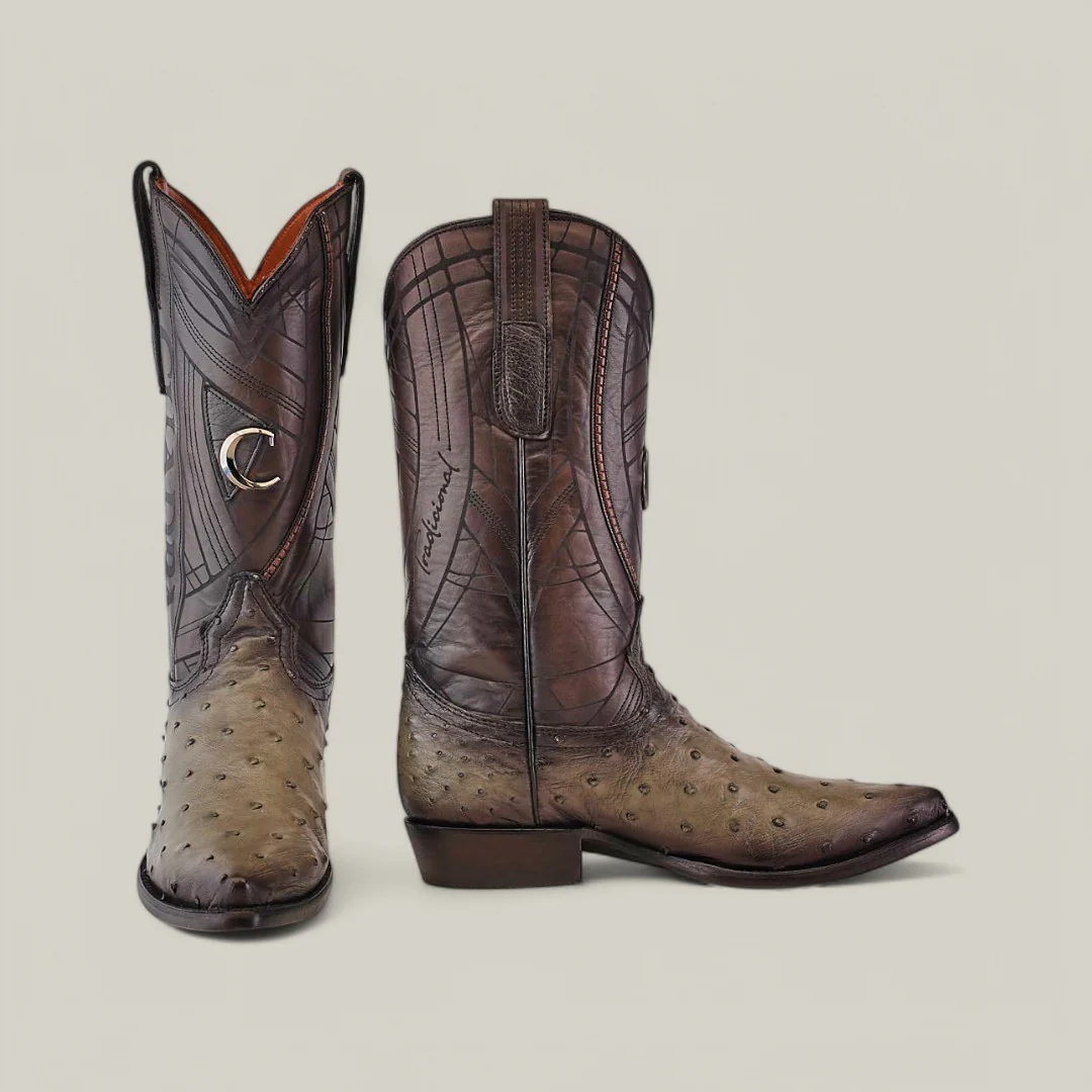 CU810 Flame Grey Ostrich Laser & Embroidery