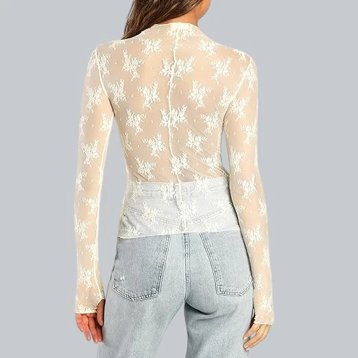 Lace Mesh Sheer Top - Image 3