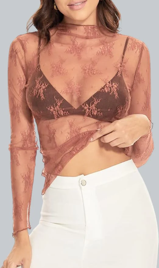 Lace Mesh Sheer Top - Image 5