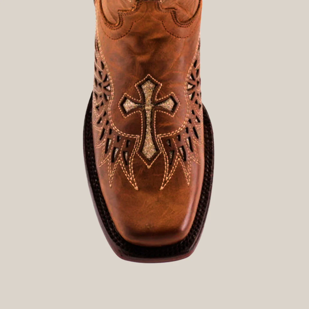 Texas Cross Glitterbomb Camel - Mid Shaft - Narrow Square Toe - Image 5