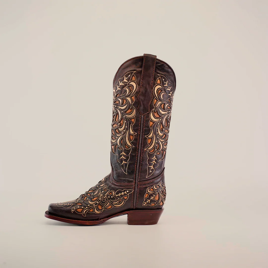 Kiara Crystals Chocolate - Mid Shaft - Narrow Square Toe - Image 3