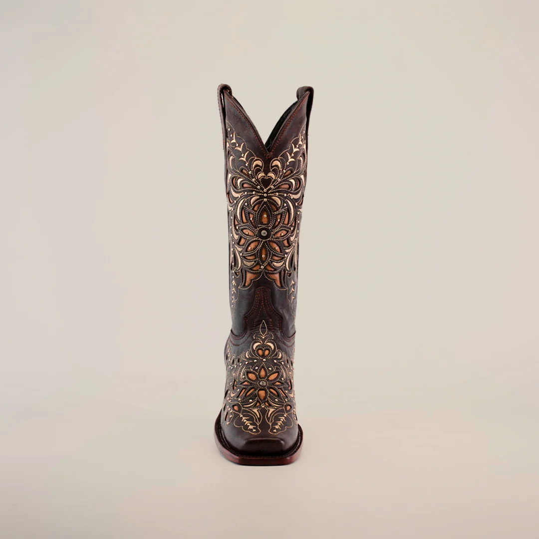 Kiara Crystals Chocolate - Mid Shaft - Narrow Square Toe - Image 4