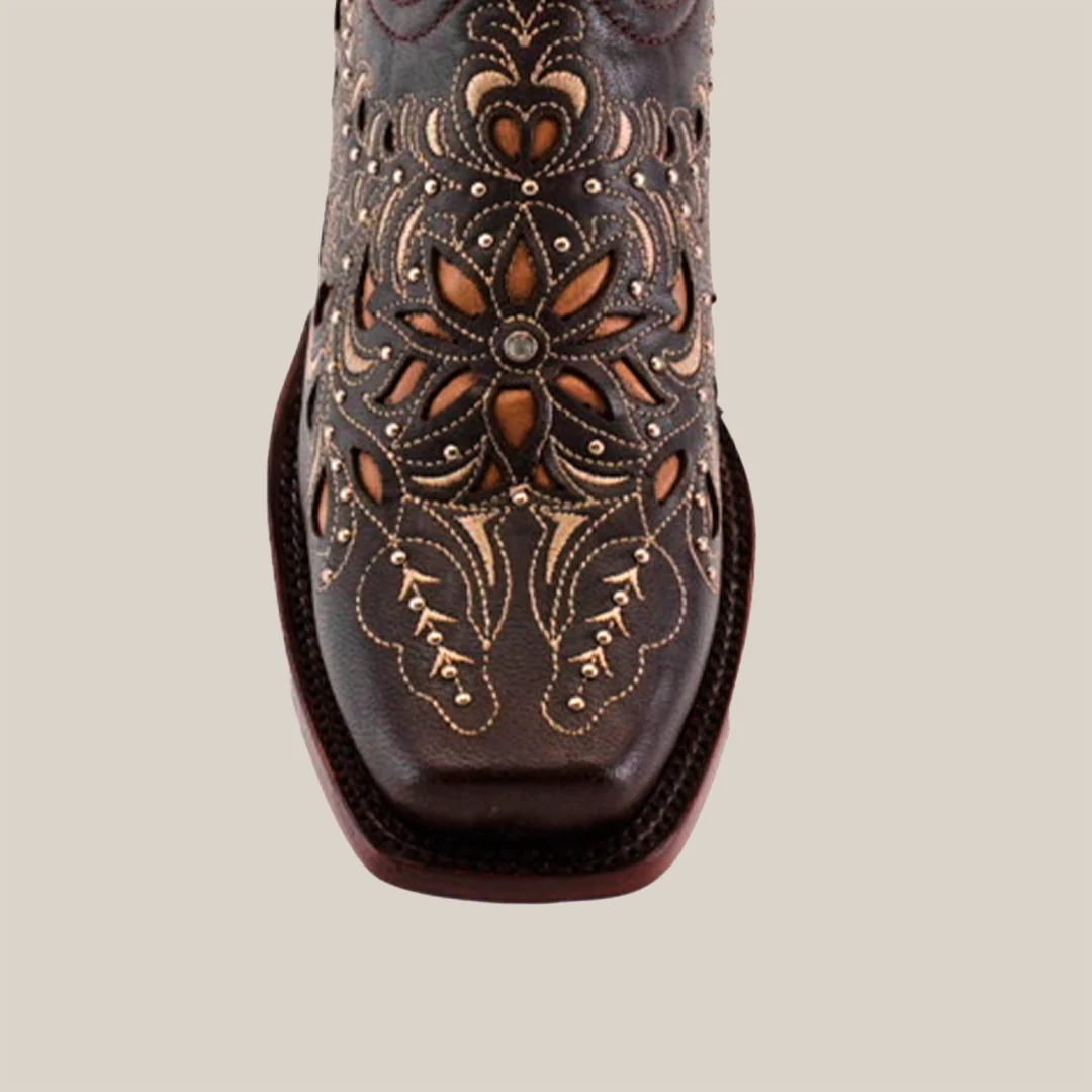 Kiara Crystals Chocolate - Mid Shaft - Narrow Square Toe - Image 5