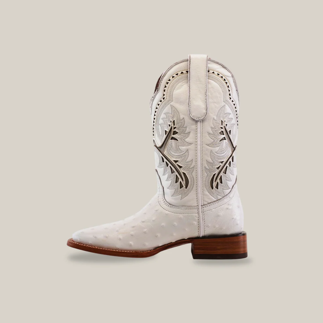 Ostrich White - Embossed Leather - Square Toe (E424) - Image 3