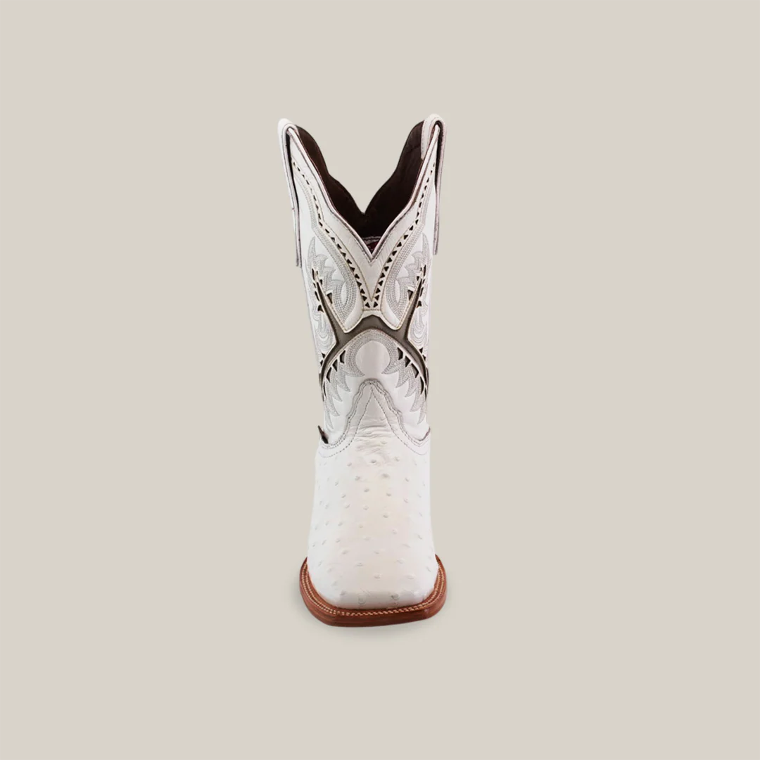 Ostrich White - Embossed Leather - Square Toe (E424) - Image 4