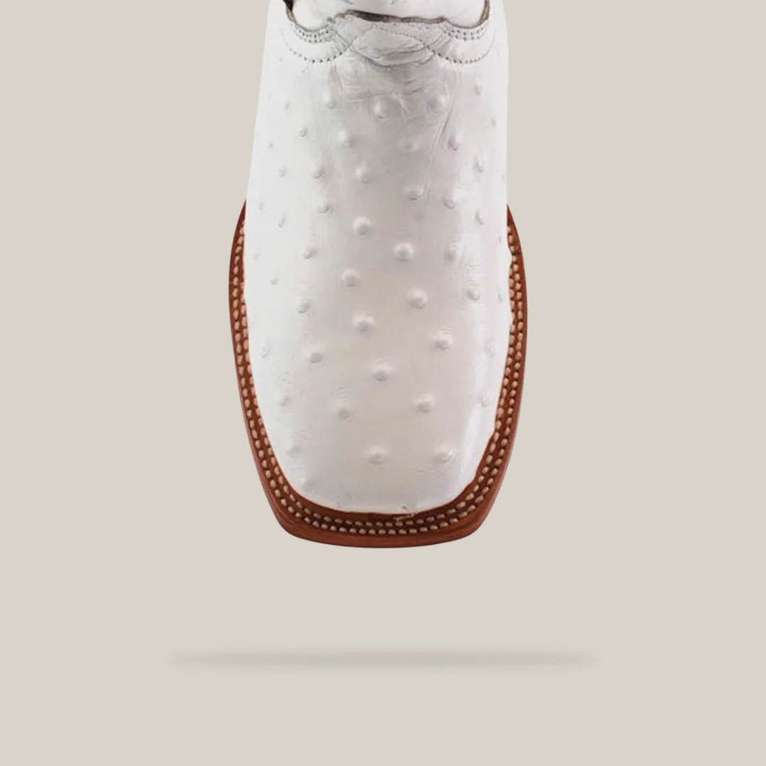 Ostrich White - Embossed Leather - Square Toe (E424) - Image 5