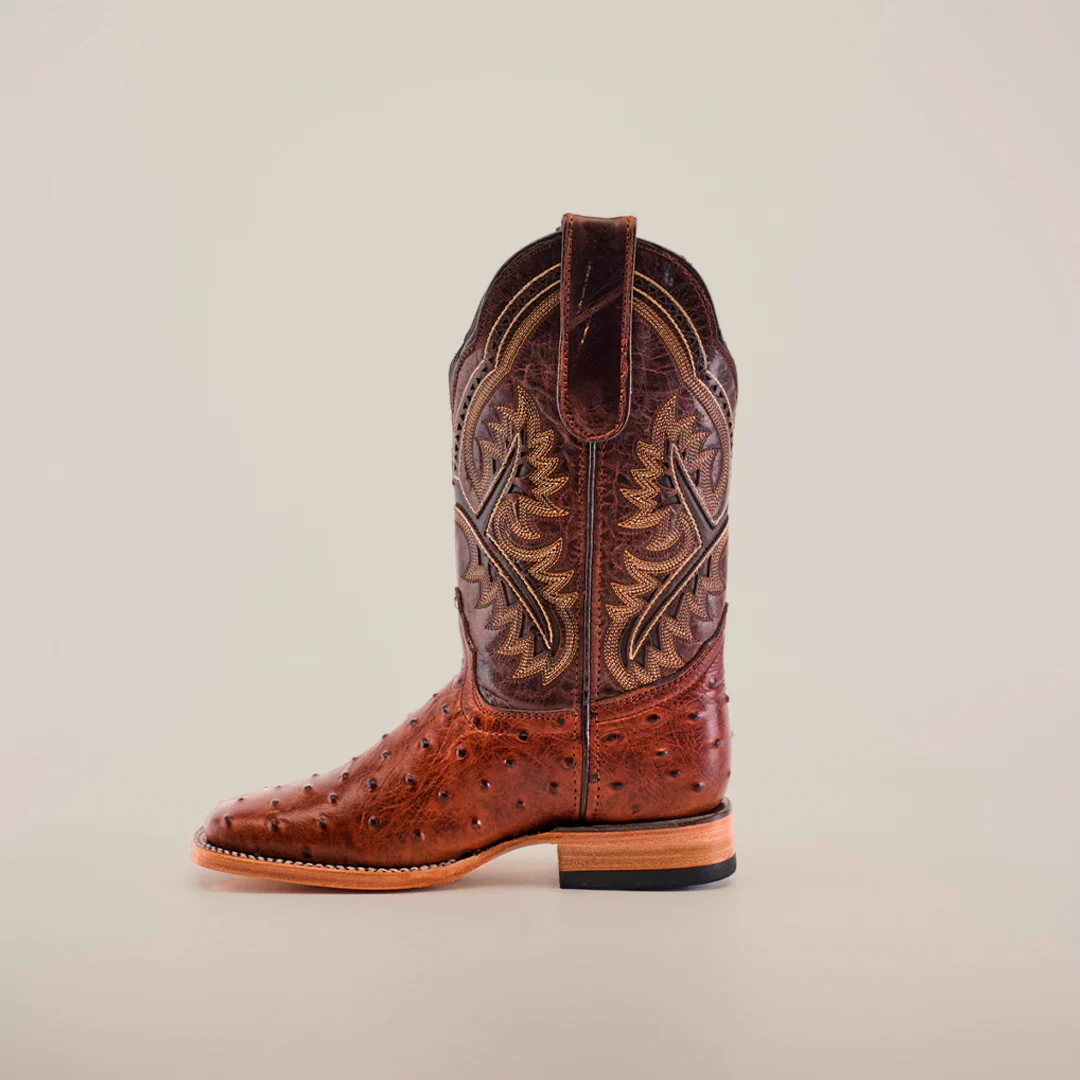 Karoo Ostrich Print Chocolate Square Toe / Youth - Image 3
