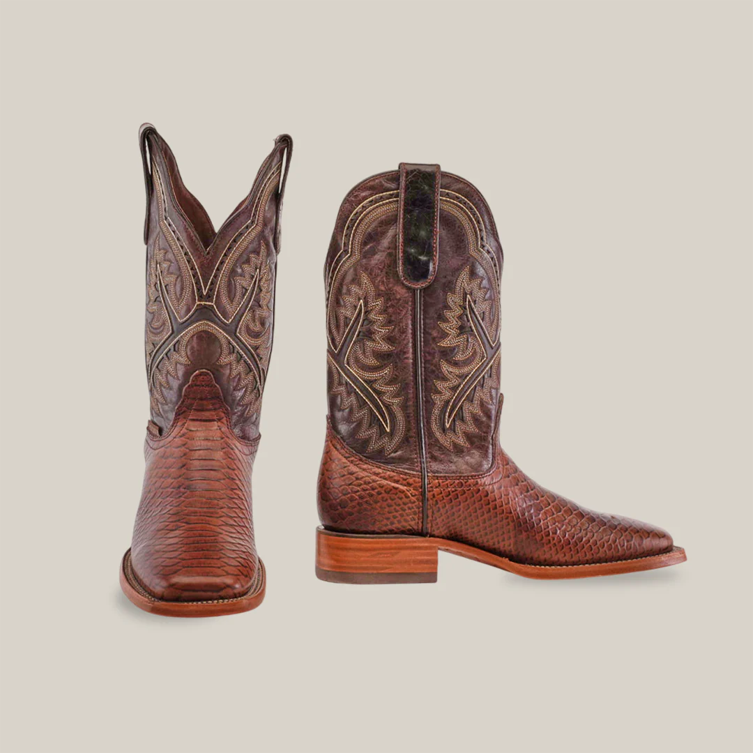 Python Chocolate - Embossed Leather - Square Toe (E425)