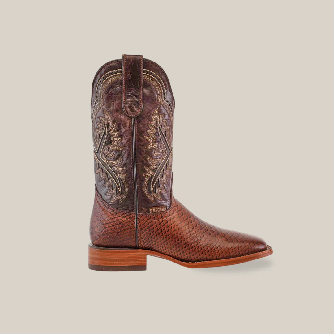 Python Chocolate - Embossed Leather - Square Toe (E425) - Image 2