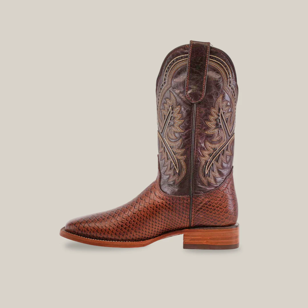Python Chocolate - Embossed Leather - Square Toe (E425) - Image 3