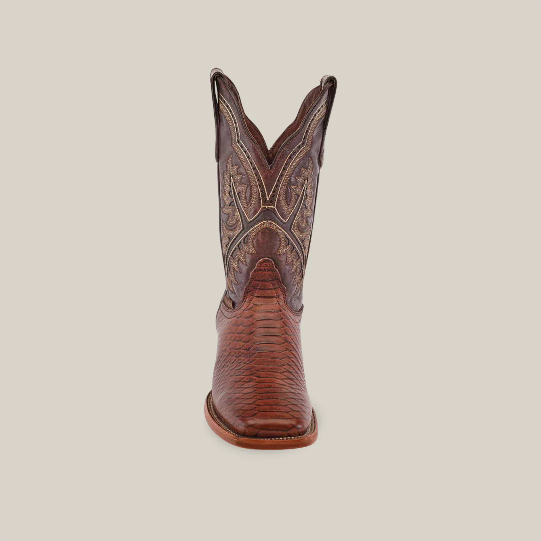 Python Chocolate - Embossed Leather - Square Toe (E425) - Image 4