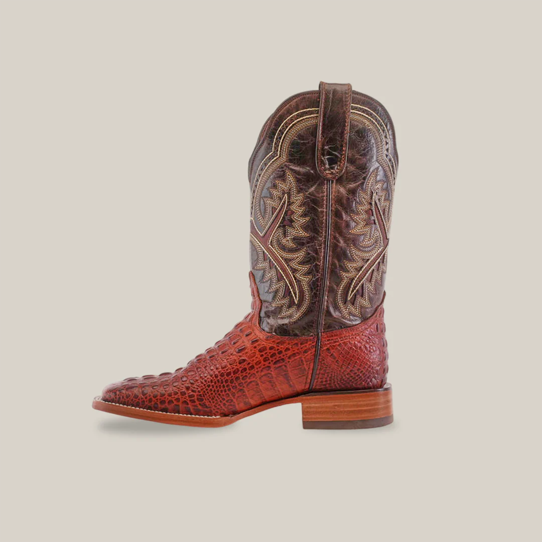Caiman Hornback Print - Cognac - Square Toe Boots - Image 3
