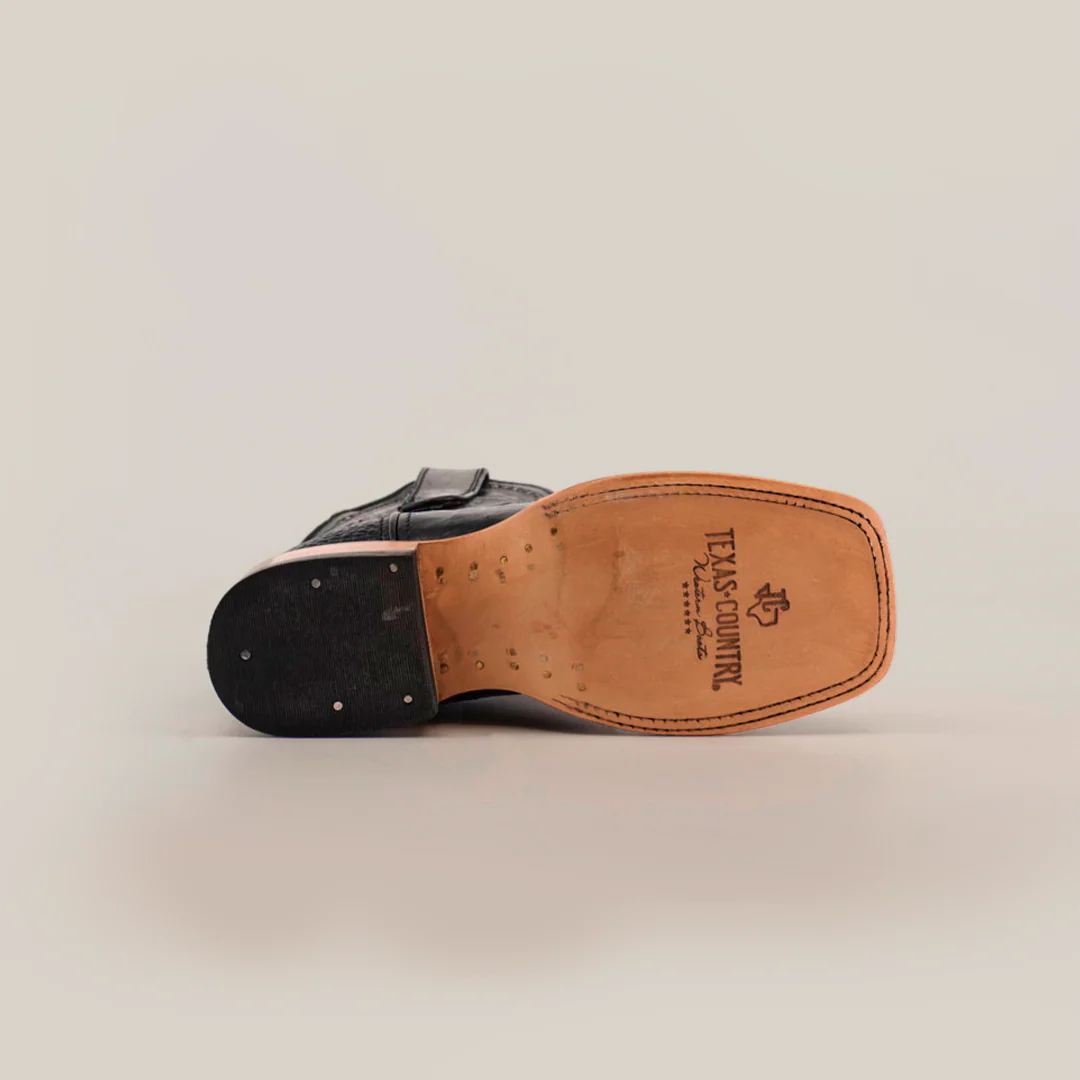 Caiman Hornback Print Black Square Toe / Youth - Image 6