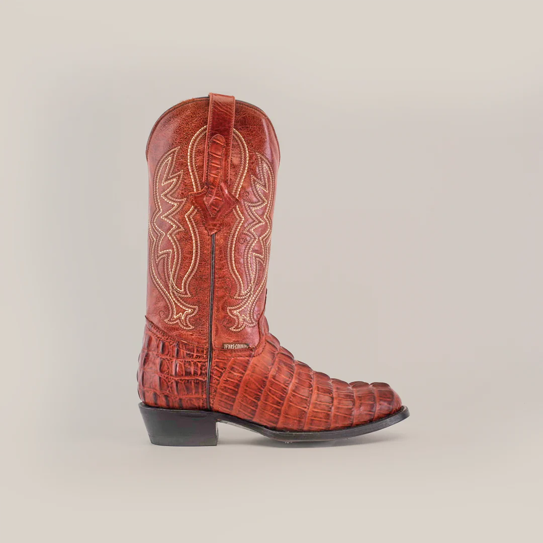 Crocodile Tail Print Cogñac - Round Toe - Image 2