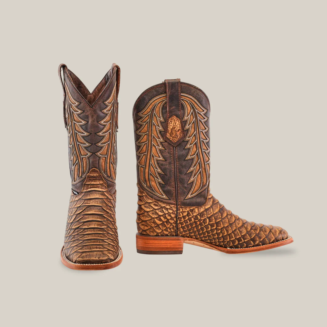 Jumbo Python Cappuccino - Embossed Leather - Square Toe (E682)