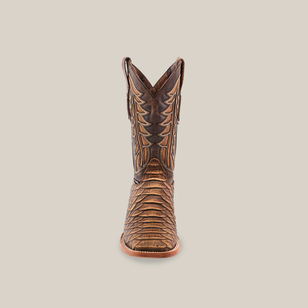 Jumbo Python Cappuccino - Embossed Leather - Square Toe (E682) - Image 4