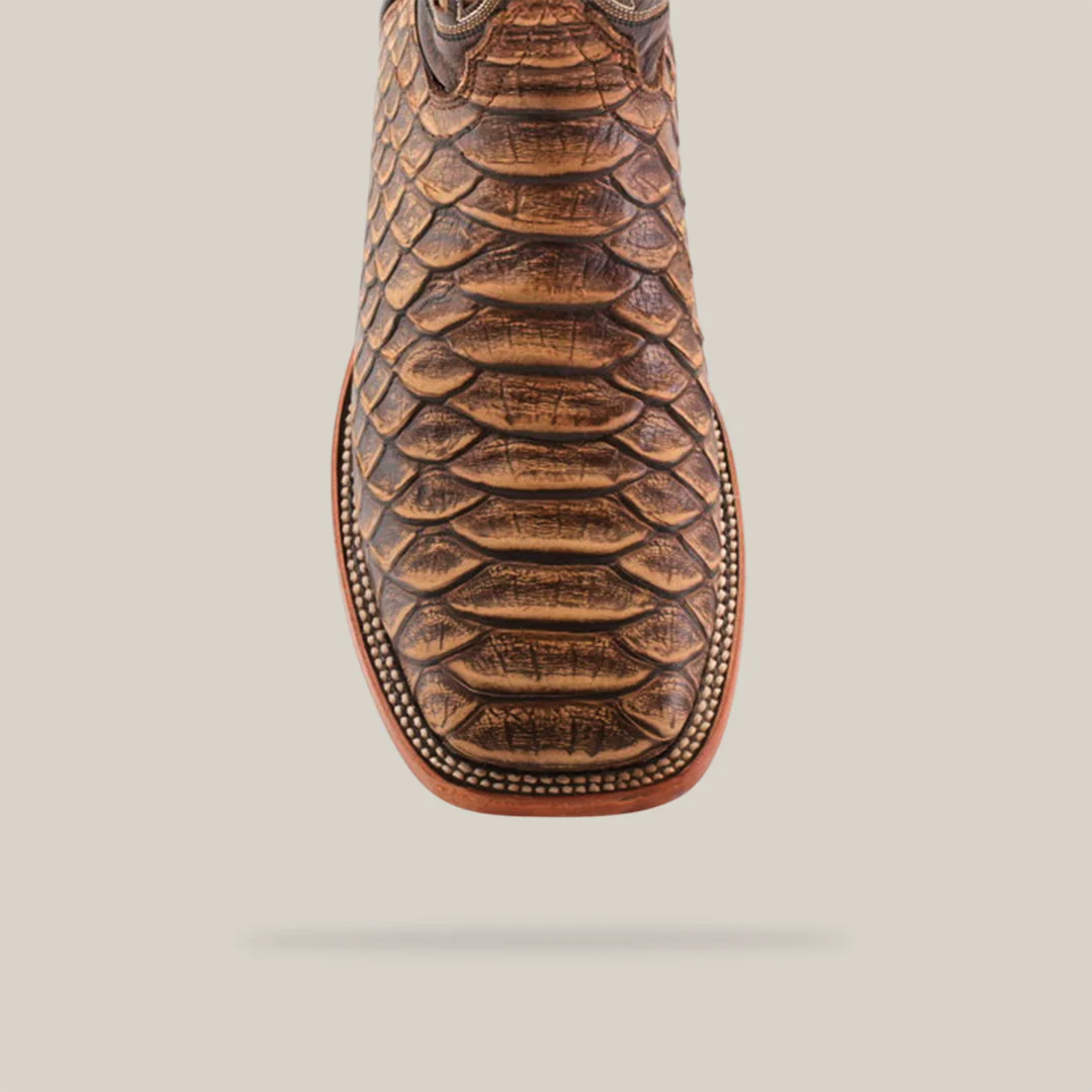 Jumbo Python Cappuccino - Embossed Leather - Square Toe (E682) - Image 5