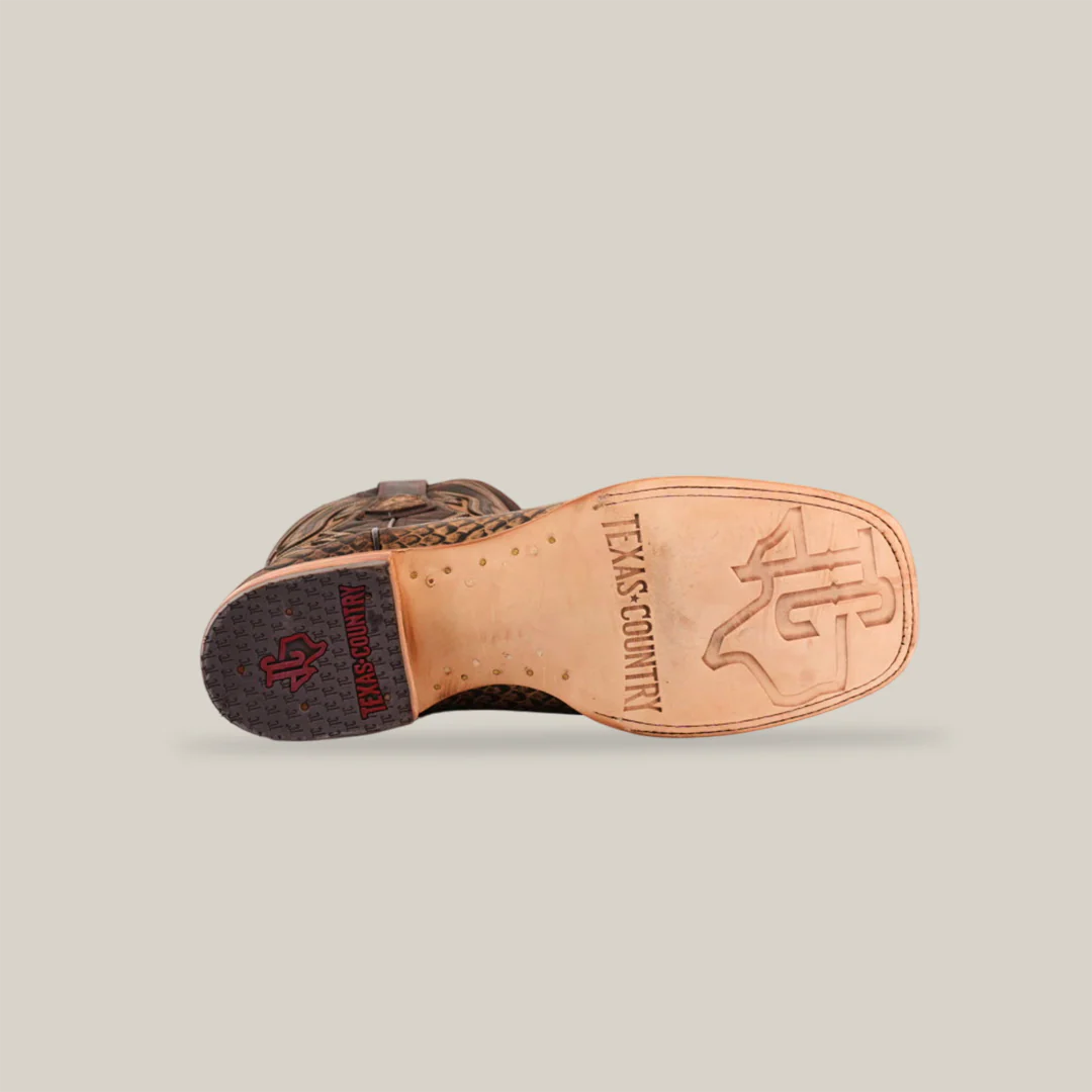 Jumbo Python Cappuccino - Embossed Leather - Square Toe (E682) - Image 6