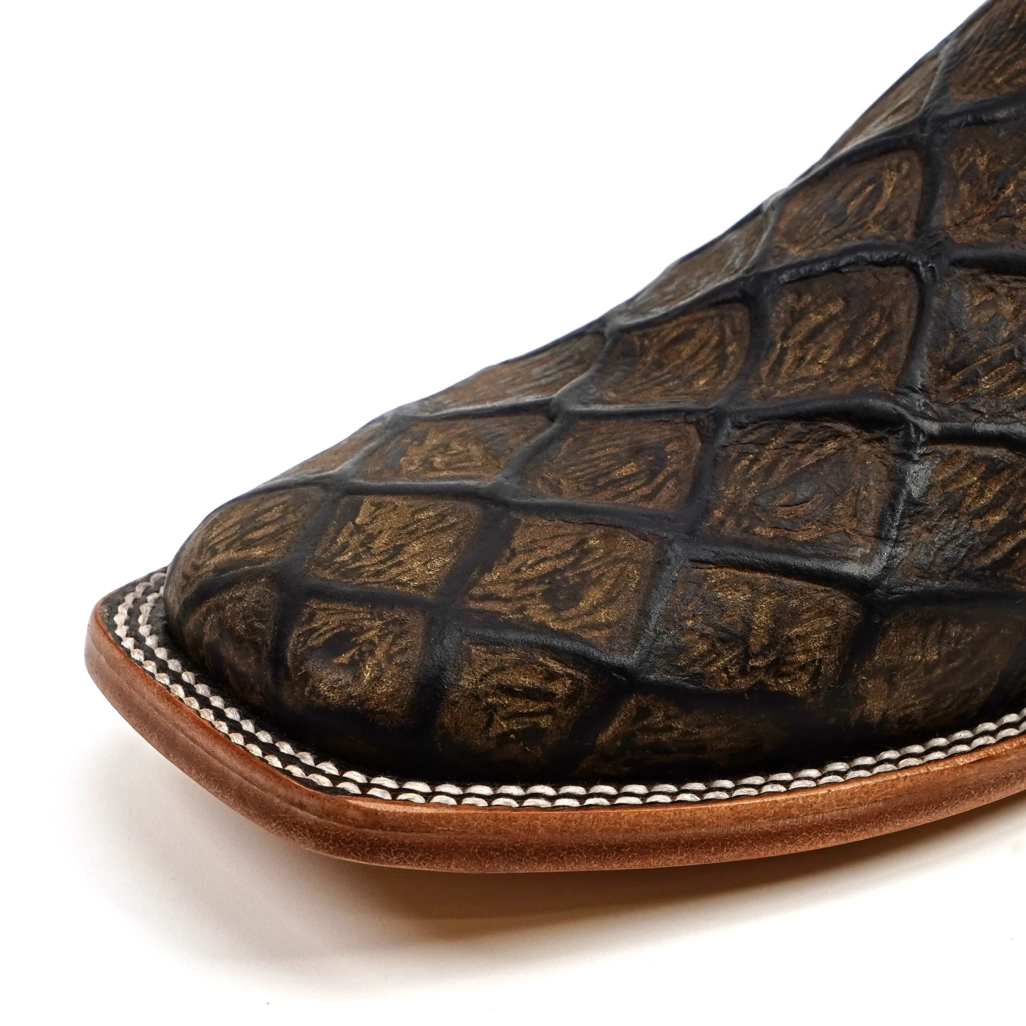 Pirarucu Camel - Embossed Leather - Square Toe (E688) - Image 6