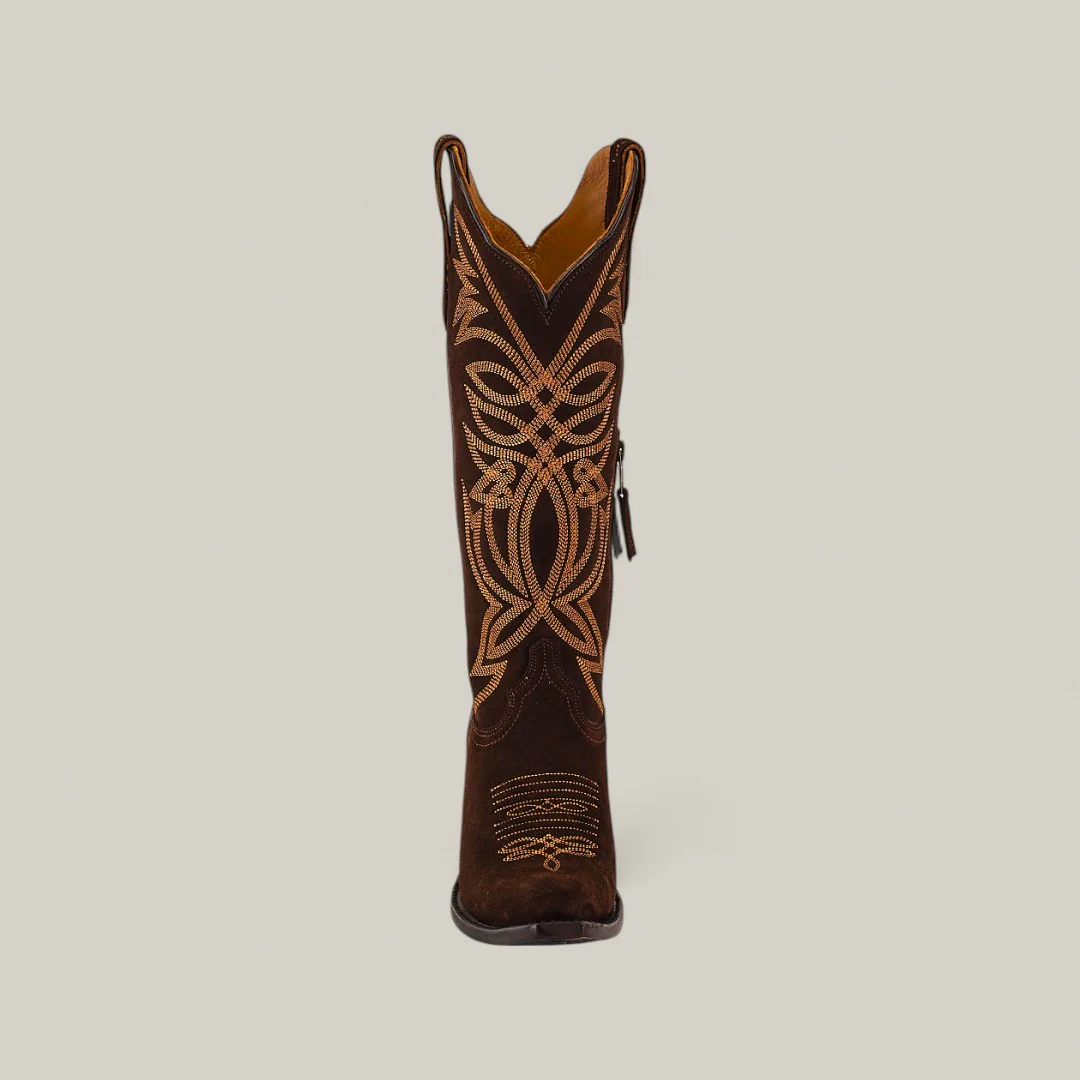 Kellie Suede Brownie Leather Sole - Tall Shaft - Snip Toe - Image 4