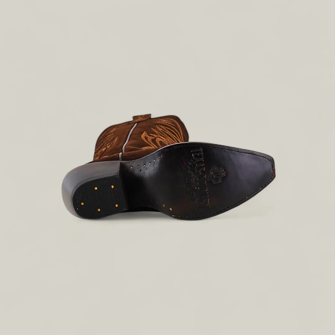 Kellie Suede Brownie Leather Sole - Tall Shaft - Snip Toe - Image 6