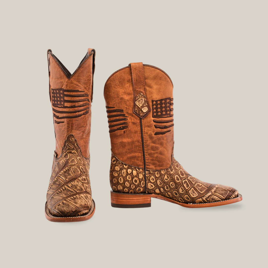 American Alligator Print Rustic Orix - Square Toe