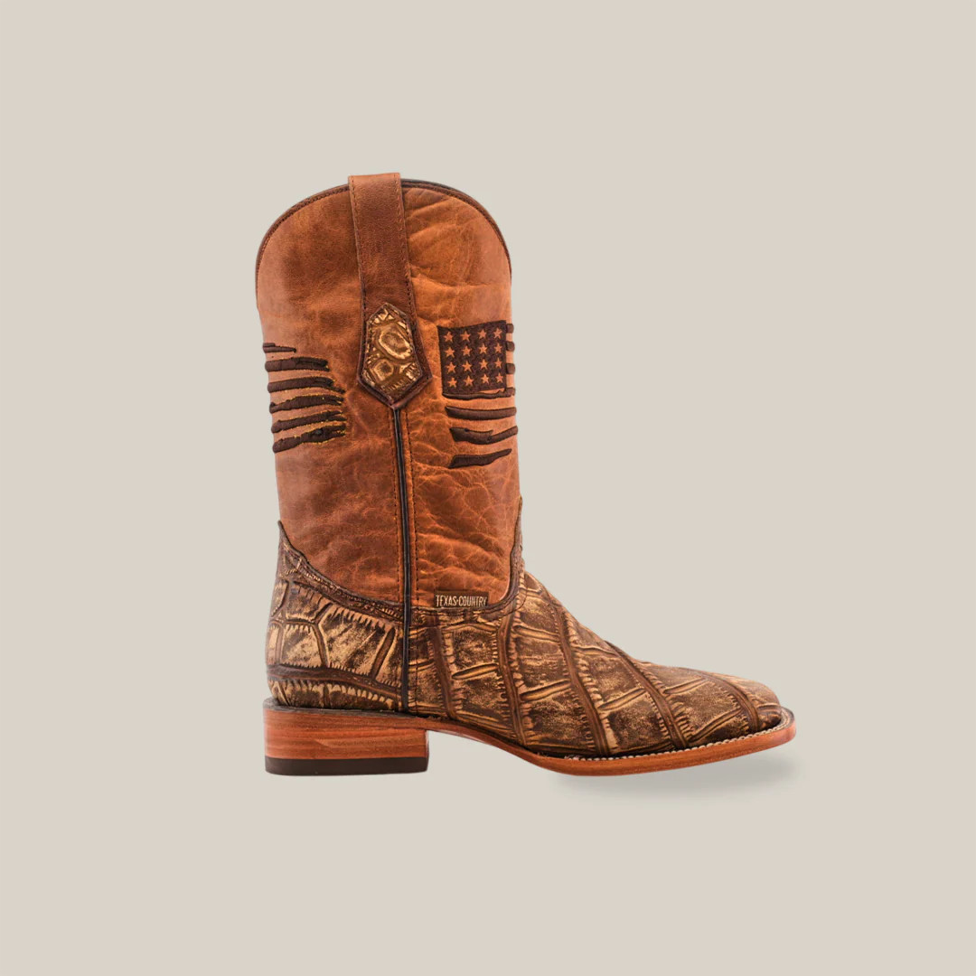 American Alligator Print Rustic Orix - Square Toe - Image 2
