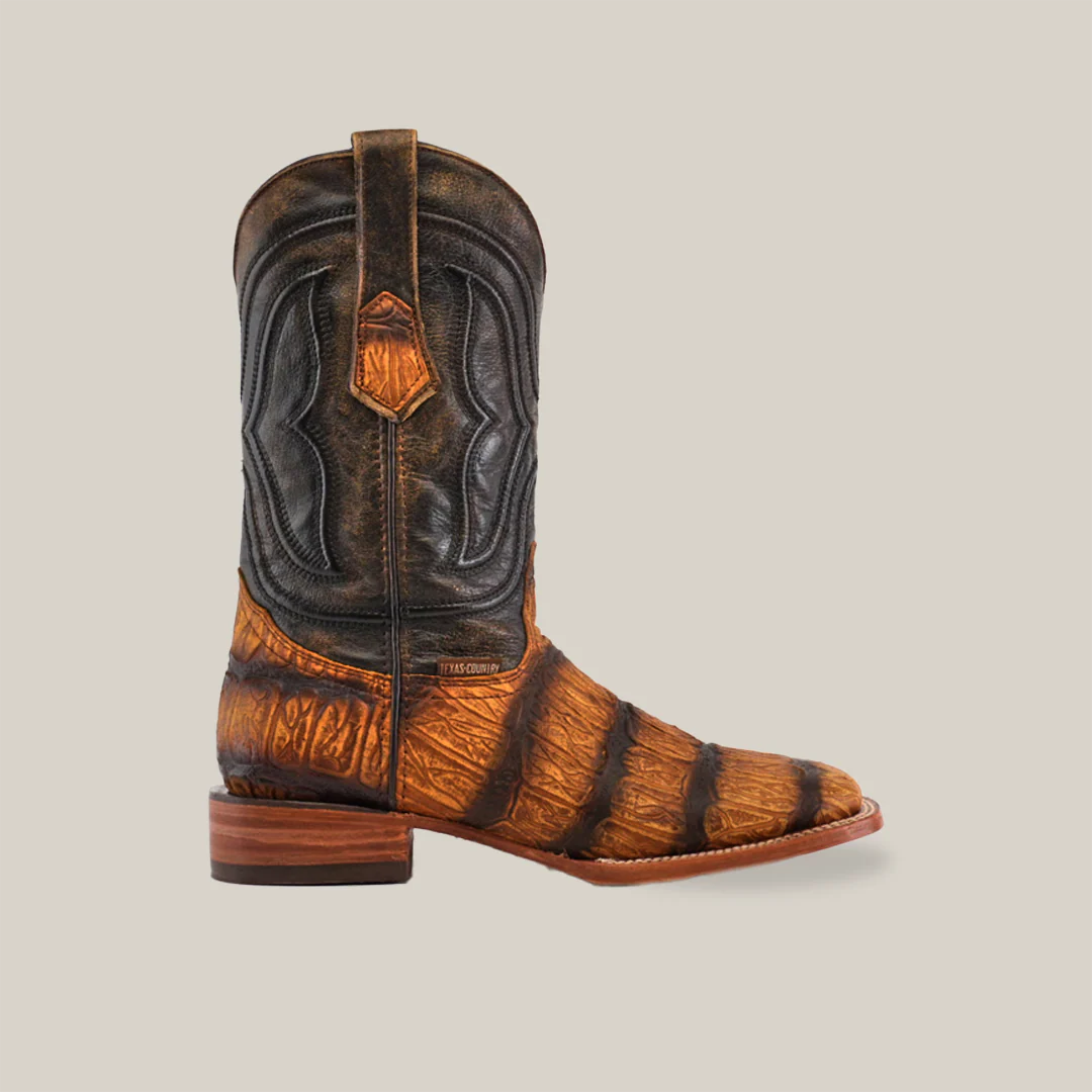 Crocodile Rustic Honey - Embossed Leather - Square Toe (E928) - Image 2