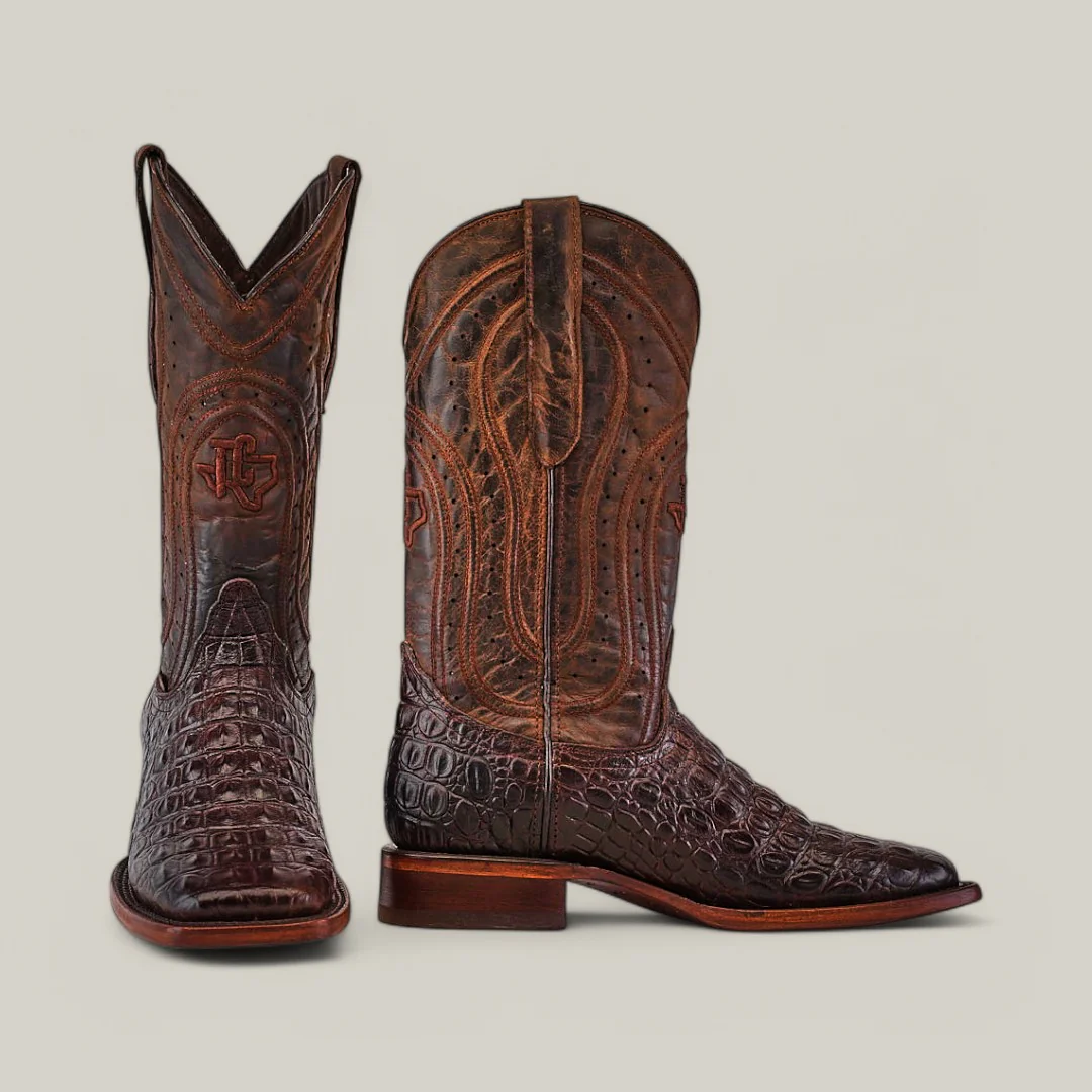 Alligatoar Horn Back Print Brown - Square Toe