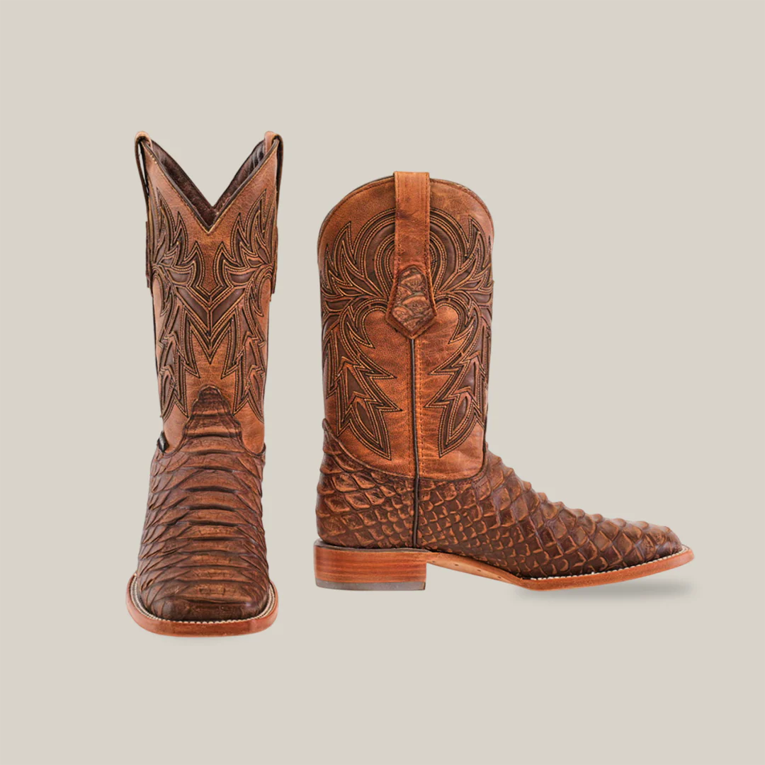 Jumbo Python Chocolate - Embossed Leather - Square Toe (E681)