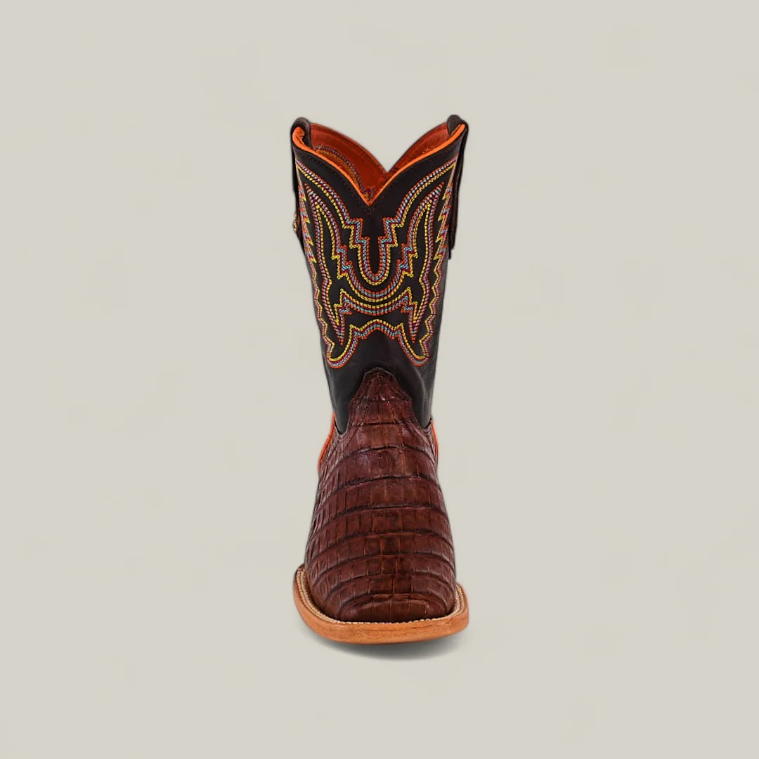 Exotic Caiman Belly Tail Cognac - Square Toe - Kids Boots - Image 4
