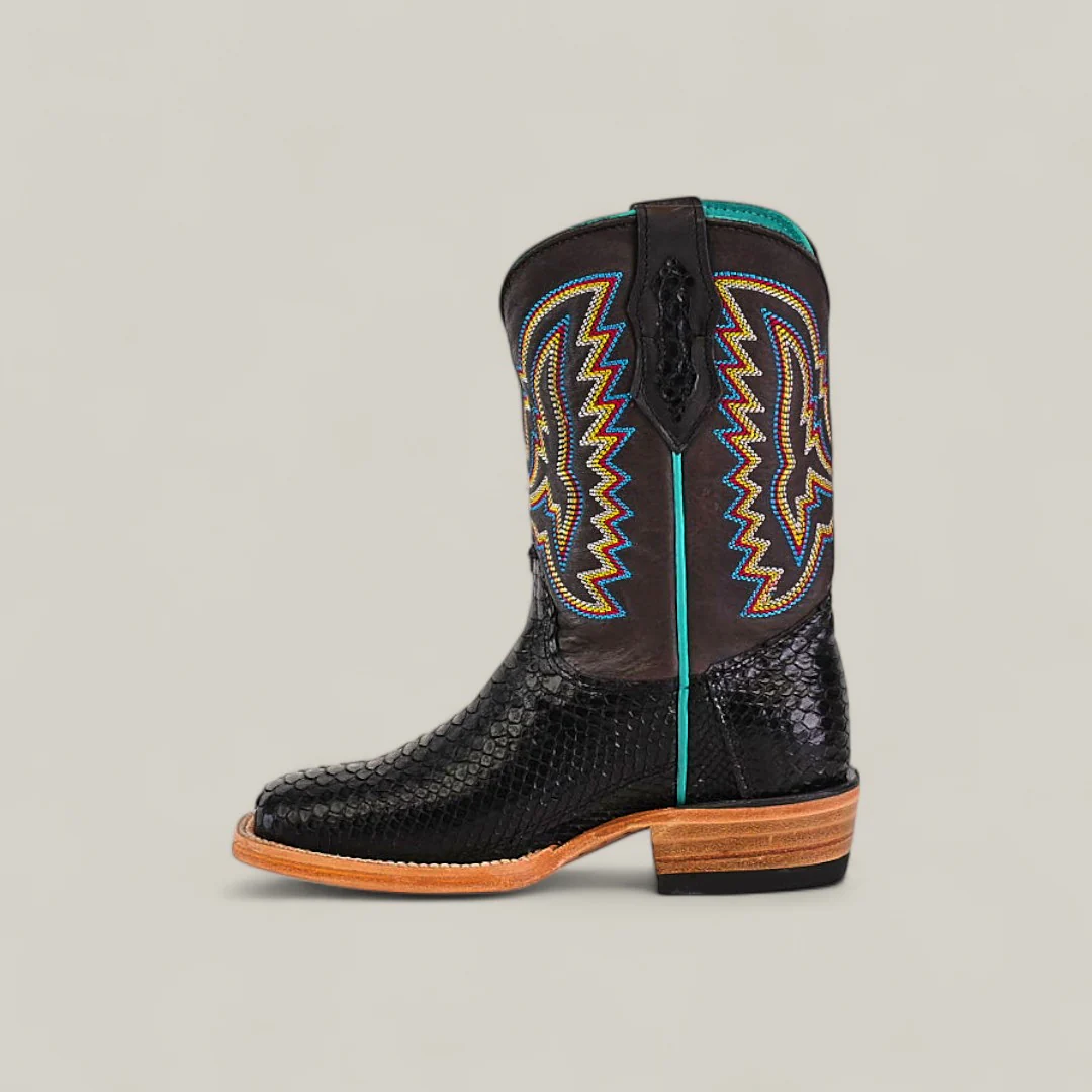 Exotic Python Black - Square Toe - Kids Boots - Image 3