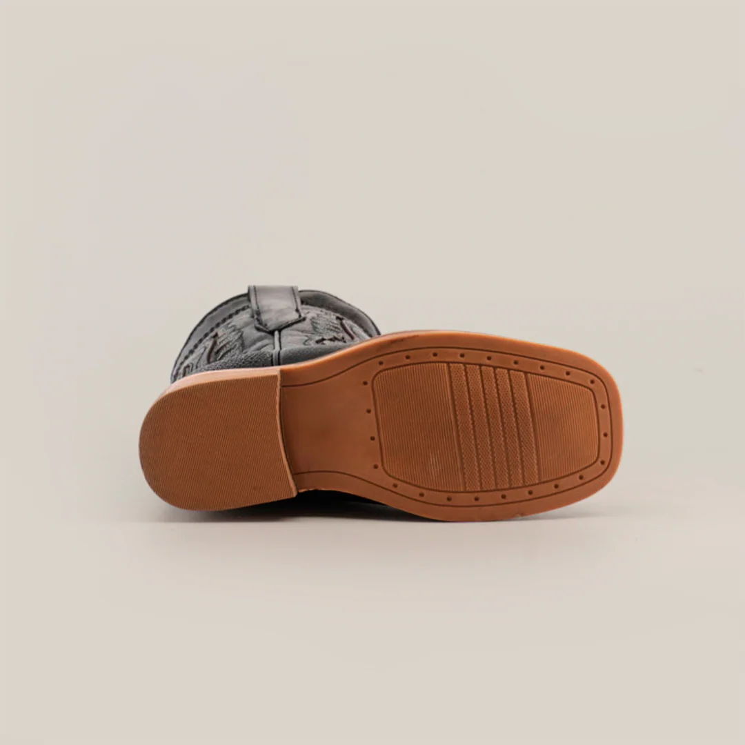 Stingray Half Cowhide Print Black Rodeo Toe - Kids Boots - Image 6