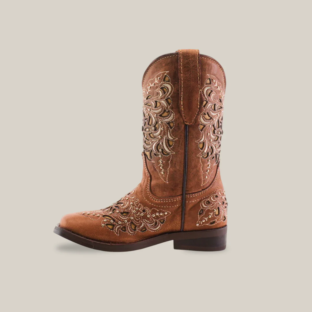 Kiara Studs Fawn - Square Toe - Kids Boots - Image 3
