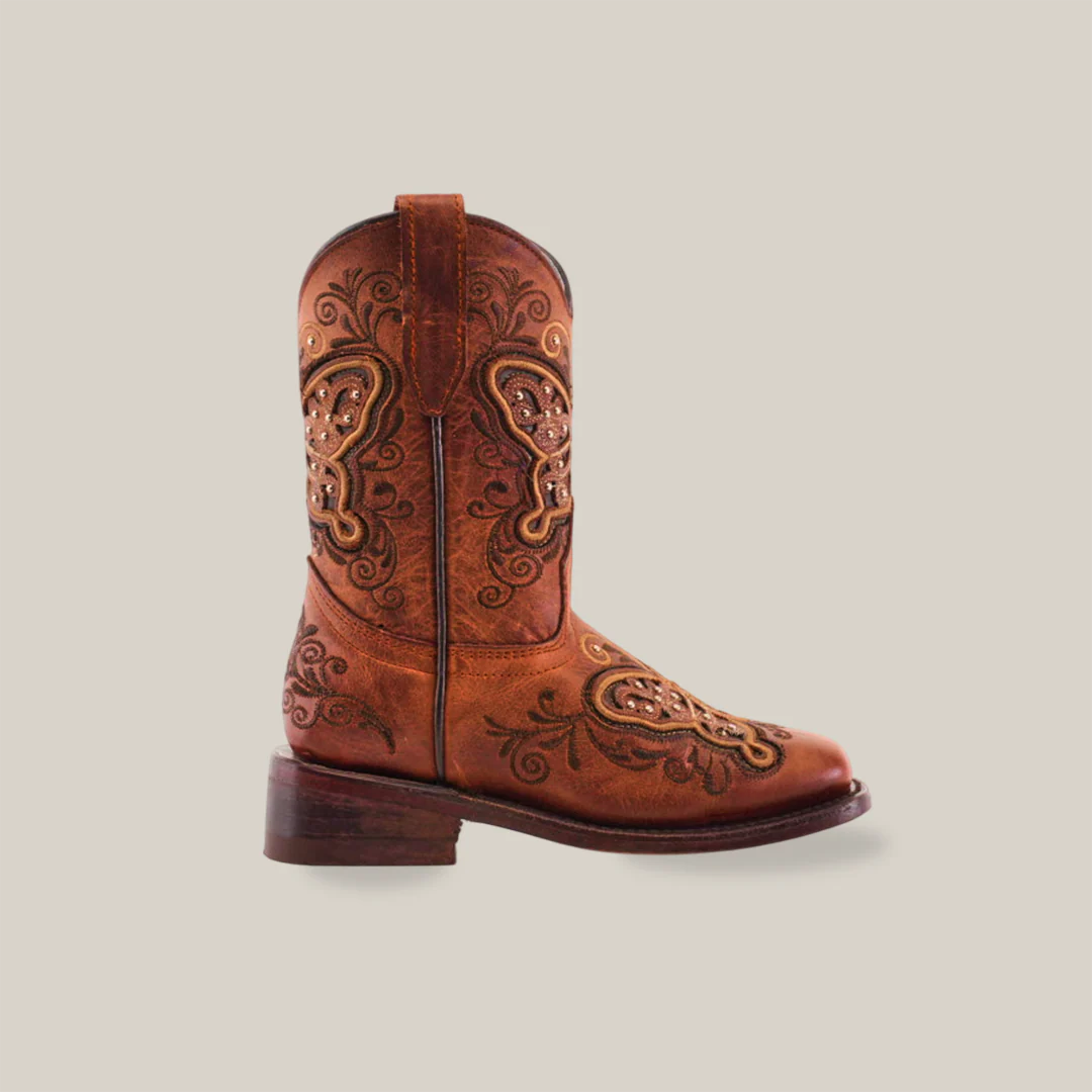 Butterfly Studs Cogñac - Square Toe - Kids Boots - Image 2