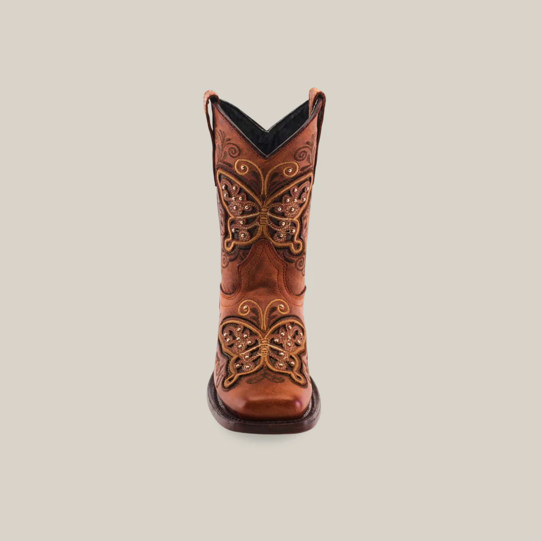 Butterfly Studs Cogñac - Square Toe - Kids Boots - Image 4
