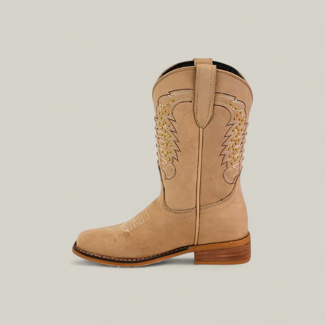 Orion Suede Bone - Square Toe - Kids Boots - Image 3