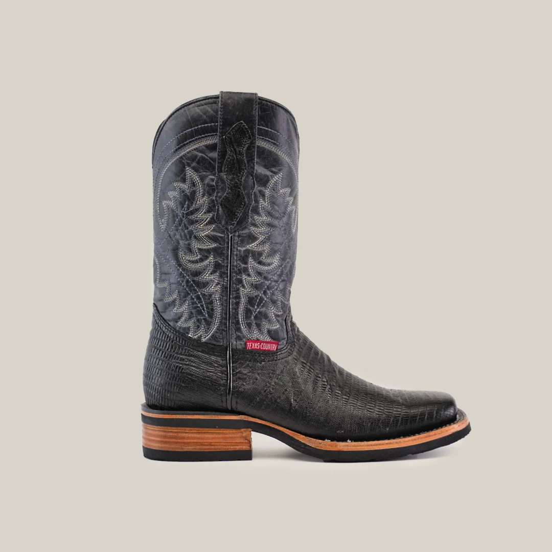 Lizard Black - Embossed Leather - Rodeo Toe (E937) - Image 2