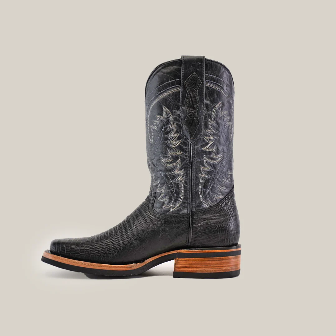 Lizard Black - Embossed Leather - Rodeo Toe (E937) - Image 3